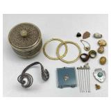 Music Box, Hair Comb, Stones, Misc. Jewelry Items