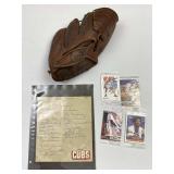 Baseball Mitt, Cards, 1949 Chicago Cubs Signatures