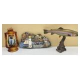Lantern, Trout Statue, Wall Hanging
