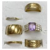 6pc 14 Karat Gold Rings, Gold Band Rings