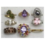 7pc Costume Jewelry: Rings