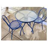 28" Round Glass Top Metal Frame Patio Bistro Set