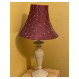 Red Fabric Shade Ceramic Base Table Lamp