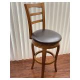 Swiveling Wooden High Top Barstool W/ Padded Seat