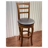 Swiveling Wooden High Top Barstool W/ Padded Seat