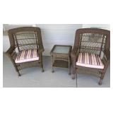 3pc Woven Patio Bistro Chairs, Side Table*