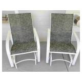 2pc Metal Frame Green Fabric Gliding Patio Chairs