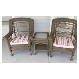 3pc Woven Patio Bistro Chairs, Side Table*