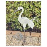 3' Tall Metal Flamingo & Scrap Metal Fish Yard Art