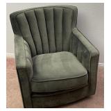 Dark Green Velour Tufted Swiveling Easy Chair