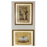 2pc Hand Painted Egyptian Art On Papyrus Paper