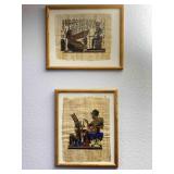 2pc Hand-painted Egyptian Framed Papyrus Art