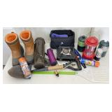 Camping & Outdoor: Latern, Stove, Propane, Boots +