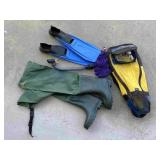 Cabela's Waders, Snorkel Fins And Mask