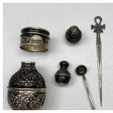 Silver Plated Items: Salt & Pepper, Letter Opener