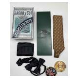 Vintage Gucci Tie, Mirror Compacts, Cummerbund