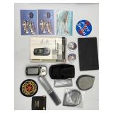 Vintage travel items: flight logbook, GPS,