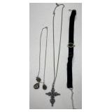 Silver Plated Jewelry: Choker, Cross Pendant