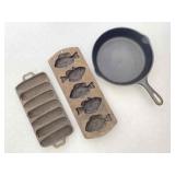 12 Inch Cast-iron Skillet, Cornbread Molds