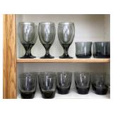 Dark Gray Smoked Glasses: Goblets, Low Ball