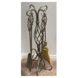 5pc Brush Nickel Metal Fireplace Tools