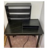 Black Wooden Desk Table, Blackwood And Shelves