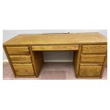 Oak Seven Drawer Executive Desk