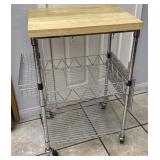 Rolling Wire Base Kitchen Island Storage Rack