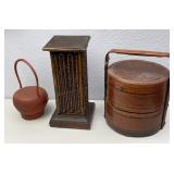 Asian Decor: Handle Baskets, Pedestal Stand