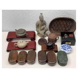 Asian Themed Decor, Wooden Shelves, Mini Tea Pots