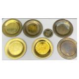 6pc Brass Charger Plates, Monogrammed Ashtray