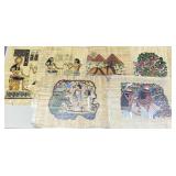 6pc Hand Painted Egyptian Artwork On Papyrus