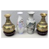 4pc Hand Painted Ceramic Vases