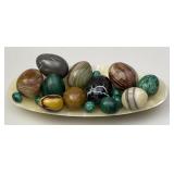 Hand Carved Polish Stone Eggs, Oval Stone Dish