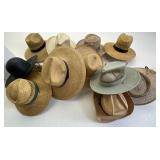 11pc Woven Straw Hats, Fabric Hats