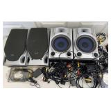 4pc Audio Speakers, Audio Video Cables And Cords