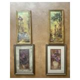 4pc Framed Wall Art: Flowers, Roman Countryside