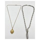 2pc Silvertone Fashion Necklace, Goldtone