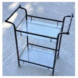 Rolling 2 Glass Shelf Patio Service Cart
