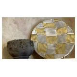 2pc Ceramic Decorative Pot, Plate / Platter