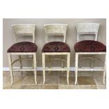 3pc Wooden Frame Mid Height Barstools