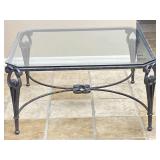 Square Metal Base Glass Top Coffee Table