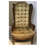 Gold Tested Fabric Wooden Frame High Back Chair