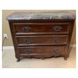 Black Marble Top Three Drawer Dresser
