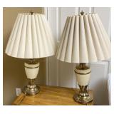 2pc Brass & Ceramic Base Table Lamp