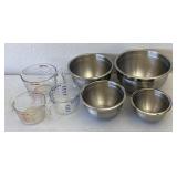 Stainless Steel Nest Bowls, Pyrex Measure Cups