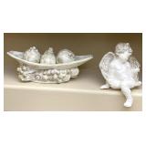 Ceramic Decorative Cherub, Fruit Bowl