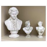 3pc Ceramic Decorative Busts