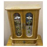 Countertop Jewelry Cabinet W/ Hand Painted Flowers
