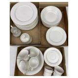 Farberware white porcelain gold trim dish set for